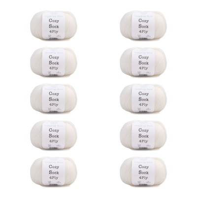 Laughing Hens Cozy Sock 4 Ply - Pack of 10 x 100g										 - 001 Cream