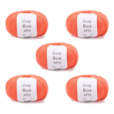 Laughing Hens Cozy Sock 4 Ply - Pack of 5 x 100g balls										 - 003 Cantaloupe