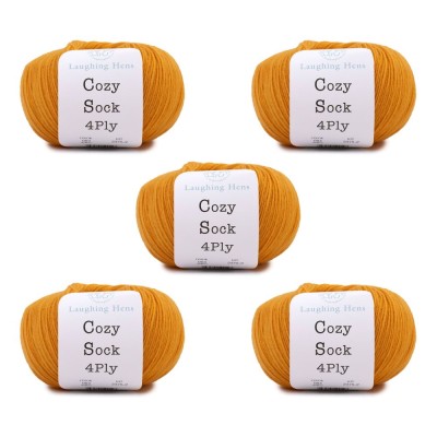 Laughing Hens Cozy Sock 4 Ply - Pack of 5 x 100g balls										 - 004 Saffron