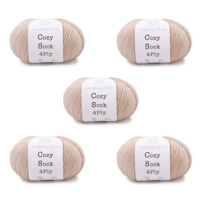 Laughing Hens Cozy Sock 4 Ply - Pack of 5 x 100g balls										 - 005 Oat