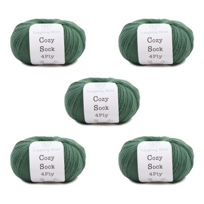 Laughing Hens Cozy Sock 4 Ply - Pack of 5 x 100g balls										 - 006 Spruce