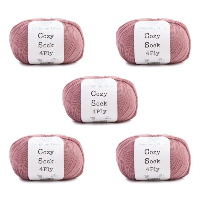 Laughing Hens Cozy Sock 4 Ply - Pack of 5 x 100g balls										 - 008 Puce