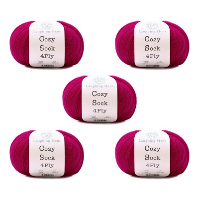 Laughing Hens Cozy Sock 4 Ply Pack of 5 x 100g										 - 009 Dark Fuchsia