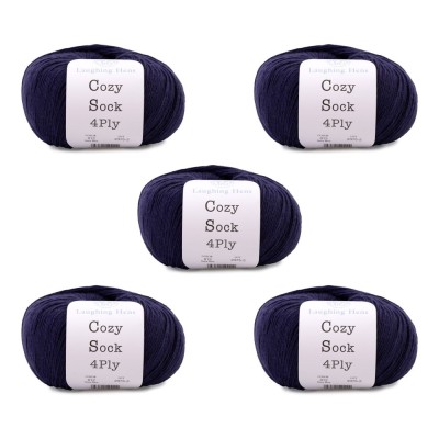 Laughing Hens Cozy Sock 4 Ply - Pack of 5 x 100g balls										 - 012 Navy Blue