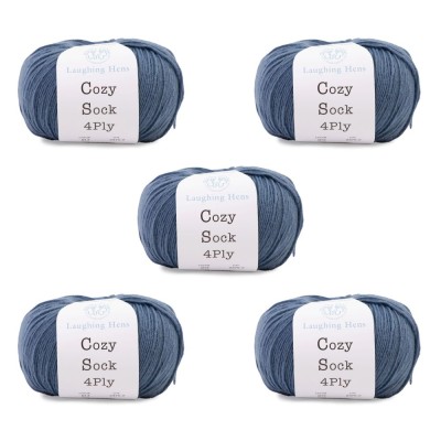 Laughing Hens Cozy Sock 4 Ply - Pack of 5 x 100g balls										 - 014 Storm
