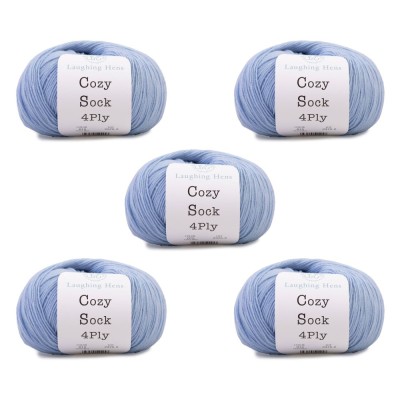 Laughing Hens Cozy Sock 4 Ply - Pack of 5 x 100g balls										 - 015 China Blue