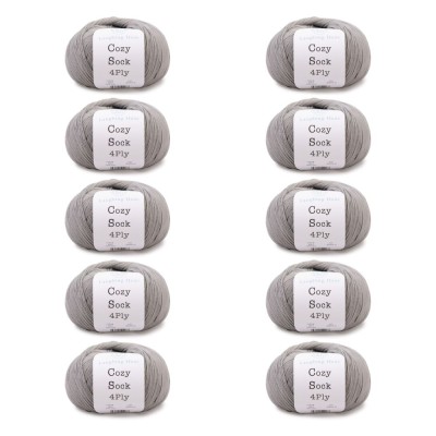 Laughing Hens Cozy Sock 4 Ply - Pack of 10 x 100g										 - 017 Silver Grey