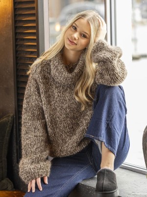 Viking Garn 2510-3b Yrsa Sweater Brown-Beige										
