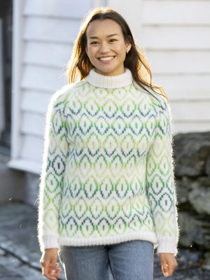 Viking Garn 2526-1b Terkel Sweater White-Green										