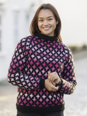 Viking Garn 2526-4a Mill Sweater Black-Multi Pink										