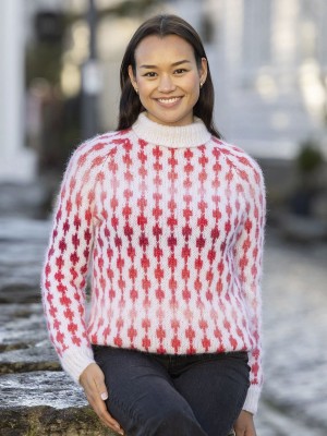 Viking Garn 2526-5a Livea Sweater White-Multi Red										