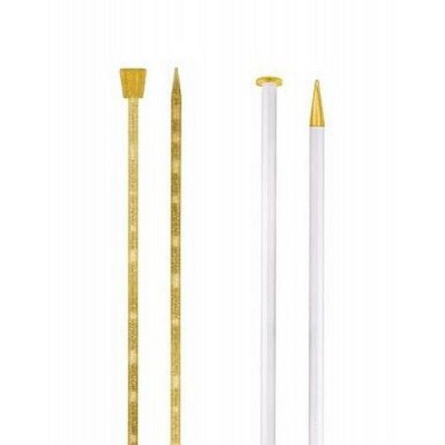 addi Jackenstricknadeln Champagner in 35 cm Länge - 10,0 mm Hohl mit Champagnerspitze