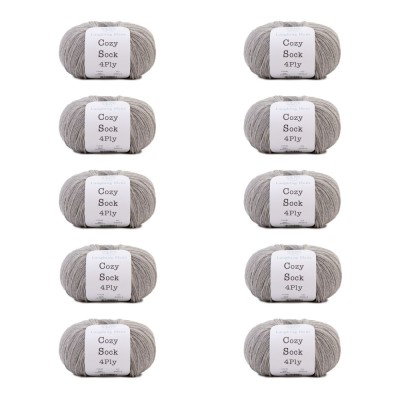 Laughing Hens Cozy Sock 4 Ply - Pack of 10 x 100g										 - 050 Mottled Grey