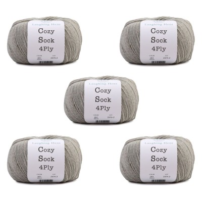 Laughing Hens Cozy Sock 4 Ply - Pack of 5 x 100g balls										 - 051 Natural