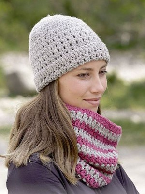 DROPS Auruna Häkeln Mütze und Schal - Deutschsprachige Anleitung										