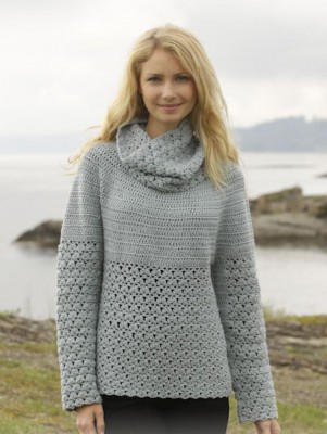 DROPS Yesterday Häkeln Pullover - Deutschsprachige Anleitung										