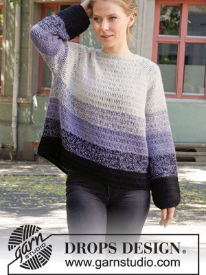DROPS Purple Dawn Häkeln Pullover - Deutschsprachige Anleitung										