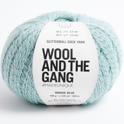 Wool and the Gang Glitterball Sock - 206 Boogie Blue