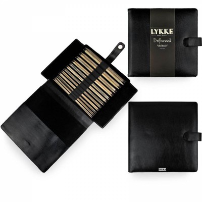 LYKKE Jackenstricknadel-Set in 25 cm Treibholz schwarz Kunstleder										 - Treibholz schwarz Kunstleder