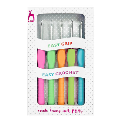 Pony Crochet Hook Set - Easy Grip, Polka Dot, Pack of 5										