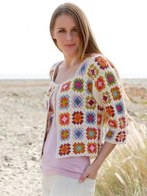 DROPS Summer Patchwork Häkeln Strickjacke - Deutschsprachige Anleitung										