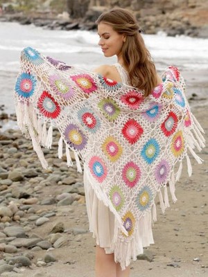 DROPS Sunburst Häkeln Schultertuch - Deutschsprachige Anleitung										