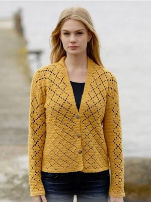 DROPS Vintage Honeycomb Häkeln Strickjacke - Deutschsprachige Anleitung										