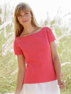 DROPS Warm Apricot Häkeln Top - Deutschsprachige Anleitung										