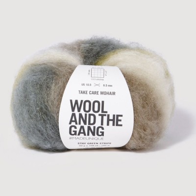 Wool and the Gang Take Care Mohair										 - Stripe Stay Green