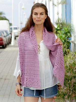 DROPS French Lavender Häkeln Sommerschal - Deutschsprachige Anleitung										