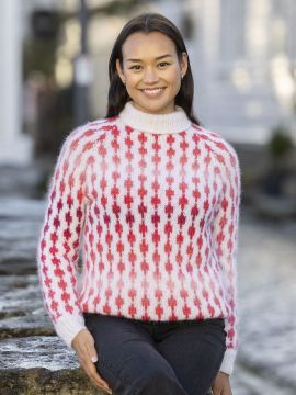 Viking Garn 2526-5a Livea Sweater White-Multi Red