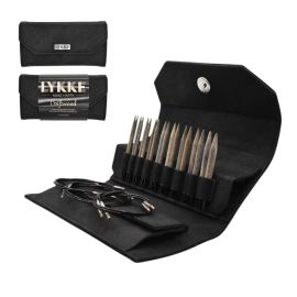 LYKKE Rundstricknadelset mit auswechselbaren Spitzen in 9 cm Länge Driftwood Schwarzer Denim