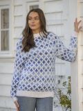Viking Garn 2526-4b Mill Sweater White-Multi Blue