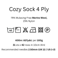 Laughing Hens Cozy Sock 4 Ply - Pack of 5 x 100g balls