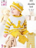 King Cole 6022 Play Suit, Cardigan, Sweater, Hat and Shorts