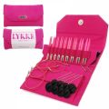 LYKKE Inter Changeable Circular Knitting Needle Set 3.5in Tips Birchwood Blush Denim