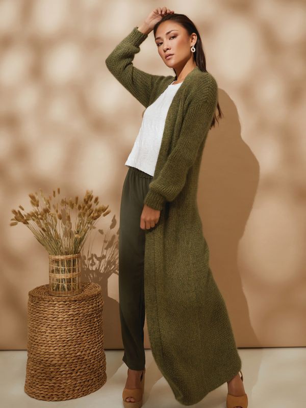 Khaki Longline Cardigan